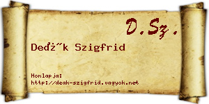 Deák Szigfrid névjegykártya